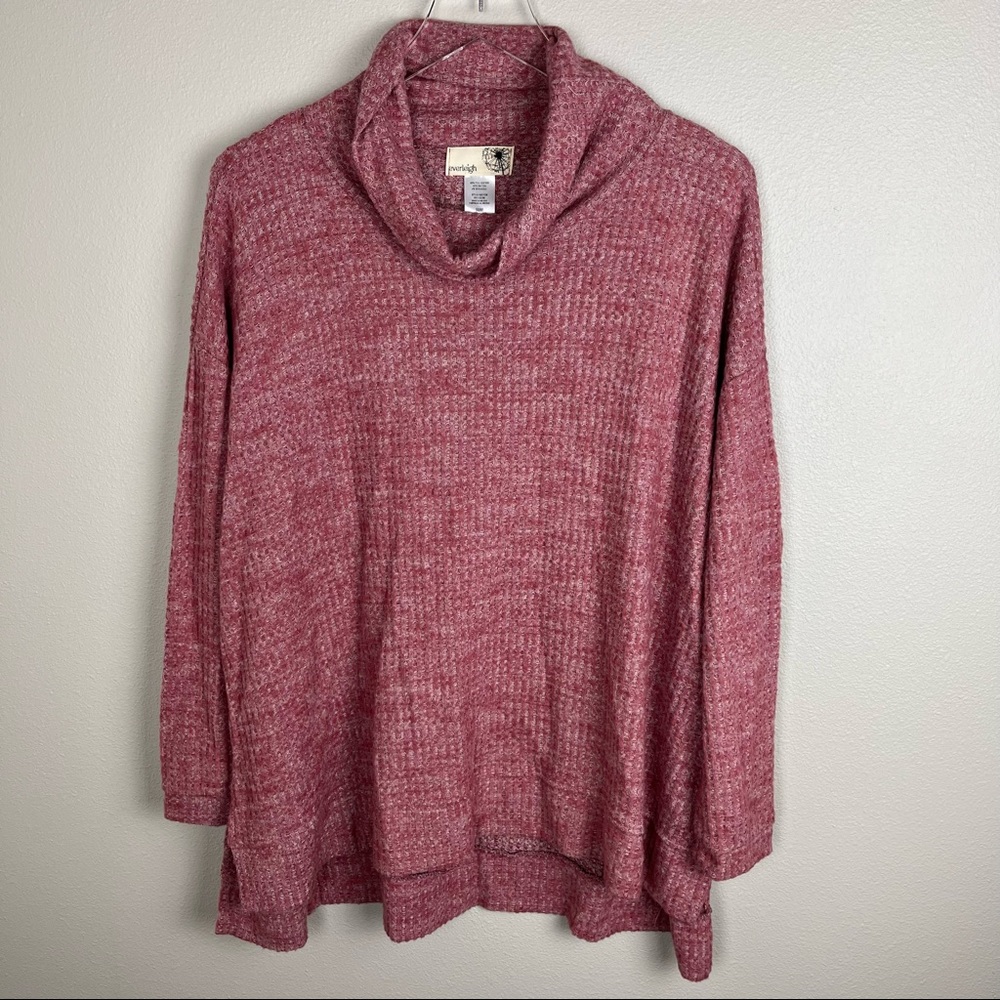Everleigh | Pink Oversized Knit Cowl Neck Shirt